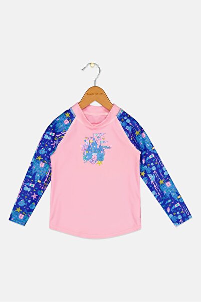 Zoggs Toddlers Girl Allover Print Long Sleeves Rash Guard, Multicolor