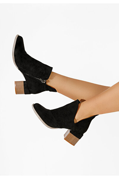 B T Shoes Μποτάκια με χοντρό τακούνι Nivana Μαύρα