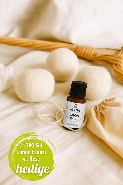Reyo 3-Pack Laundry Wool Dryer Balls + 100% Pure Lemon Essence Gift - Natural and Eco-Friendly