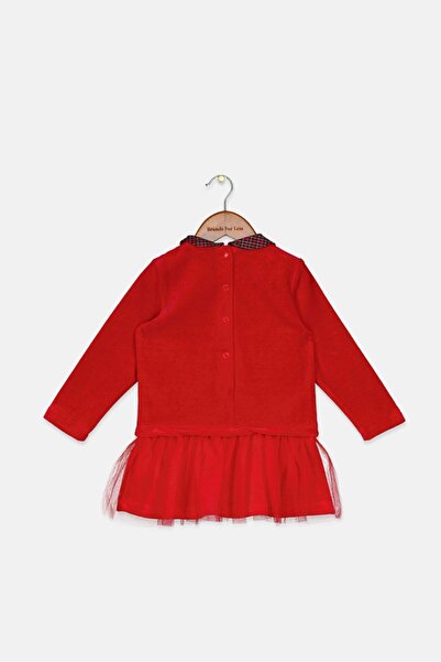 Chicco Toddlers Girl Spread Collar Long Sleeve Embroidered Top, Red Combo