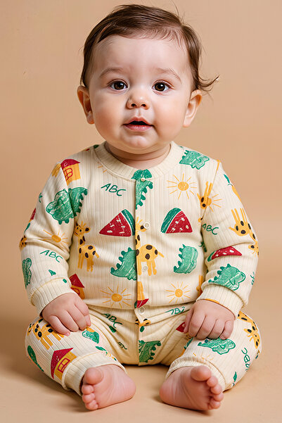 Tuabella ثوب فضفاض للأطفال مصنوع من القطن بنسبة 100% مع أزرار كبس في الأمام