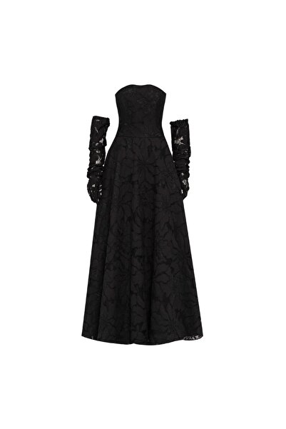 Pure Perfect Studio No13 Straplez Eldivenli Siyah Elbise