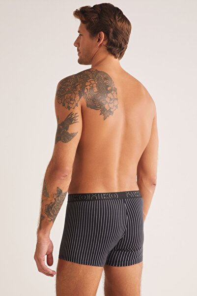 Kom Chelsea Erkek Çizgili Desenli %100 Pamuk Boxer