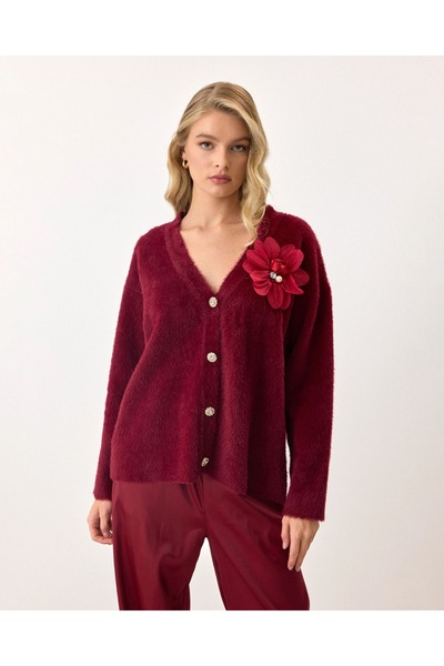 AÈC PRIVÈ Women's New Season Premium Quality Flower Detailed Cardigan 777