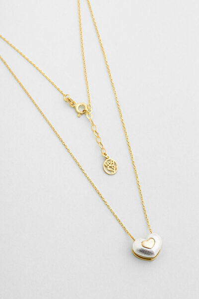 So CHIC... Amora 18 Ayar Sarı ve Beyaz Altın Kaplama 42 Cm Gümüş Kolye