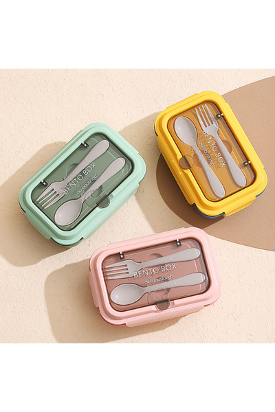 SUMAKA Lunch Box 800ml 2 Compartments Student Sealed Adult With Spoon And Fork Leak Proof Microwavable