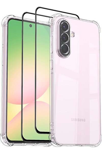 ALC MOBILE 2-1 Package – Tempered Glass Film + Transparent Anti-Shock Case, Compatible with Samsung Galaxy A56