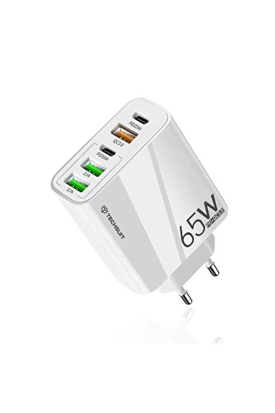 Techsuit Multiport Power Adapter, USB, Type-C, 65W - PentaXPower (CHC2) - White