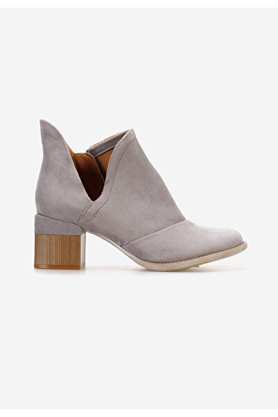 B T Shoes Šedé kotníkové boty na podpatku Nivana