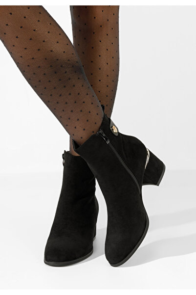 B T Shoes Μποτάκια με χοντρό τακούνι Sikora Μαύρα