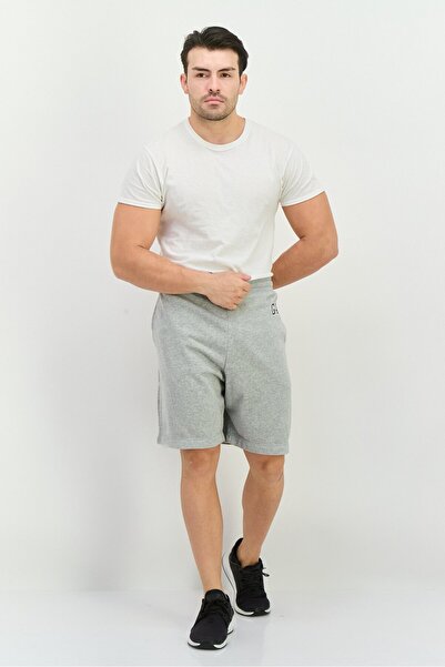 GAP Men Drawstring Embroidered Logo Basic Shorts, Grey