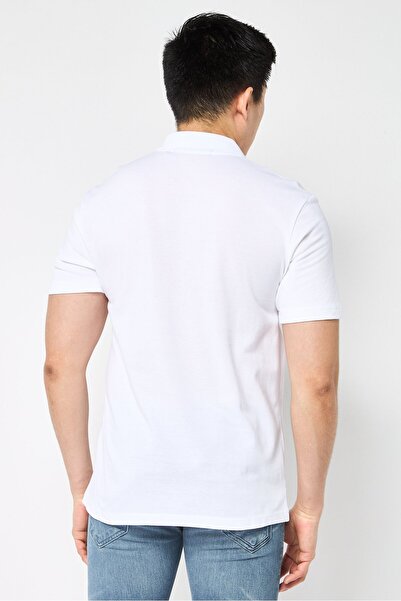 Karl Lagerfeld Men Regular Fit Short Sleeves Brand Logo Polo Shirt, White