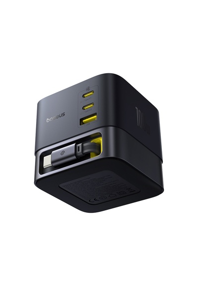 Baseus USB Power Adapter, 3x Type-C, 100W, 1.5m - Super GaN (P10164001123-00) - Cosmic Black