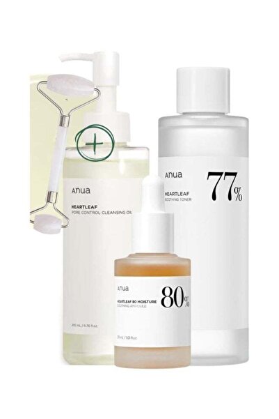 ANUA Set - (Pore Control Cleansing Oil - 80% Calming Ampoule and 77% Calming Toner | pH 5.5 - Face M