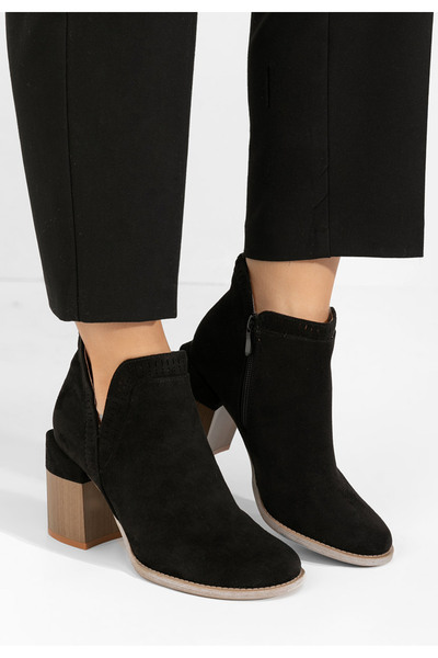 B T Shoes Μποτάκια με χοντρό τακούνι Traicy Μαύρα