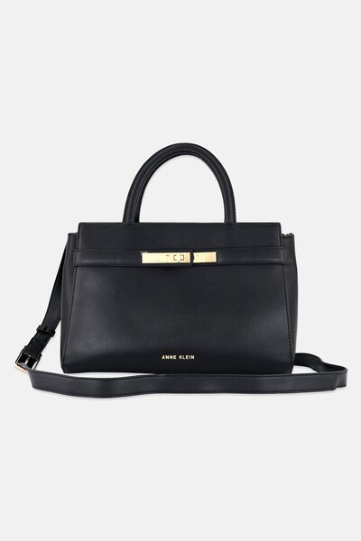 Anne Klein Women Brand Logo Satchel Bag, Black