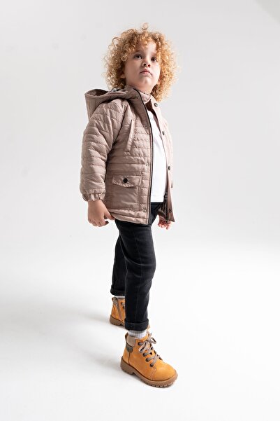 mnpc Erkek Çocuk Sarı Hakiki Deri Suya Dayanıklı Anatomik Günlük Bot