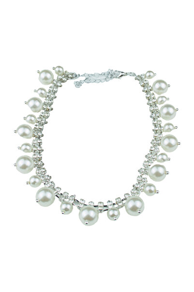 Pridza İnci Detaylı Taşlı Choker Kolye