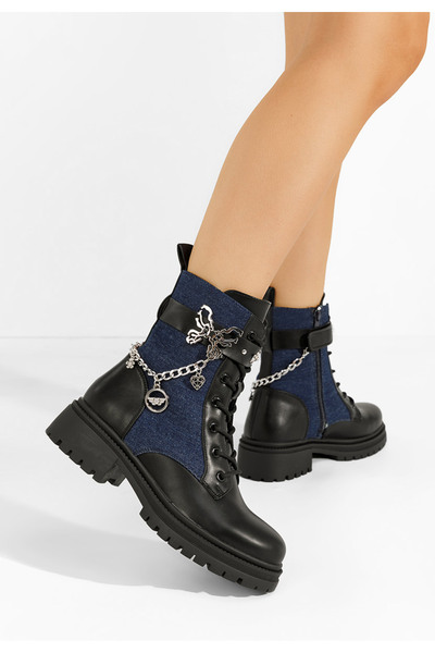 B T Shoes Denim šněrovací kotníkové boty Hilary