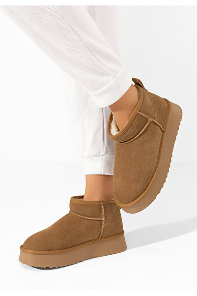 B T Shoes Hnedé členkové dámske snehule Willa