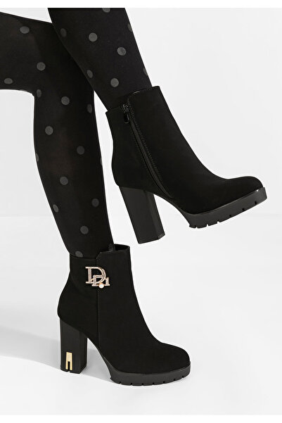 B T Shoes Μποτάκια με χοντρό τακούνι Luana V2 Μαύρα