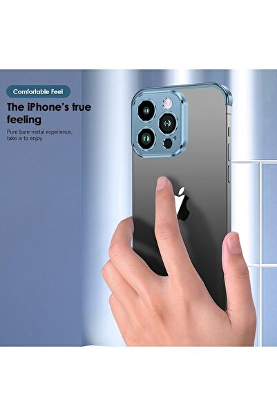 Flippy Edgeless Metal Case for iPhone 16 Pro (Flippy) — Corner & Camera Protection, Blue