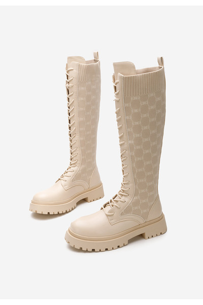 B T Shoes Αρβυλάκια ψηλα γυναικεία μπεζ Martosa