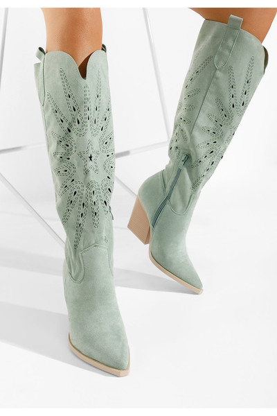 B T Shoes Καουμπόικες Μπότες Ledora πρασινο