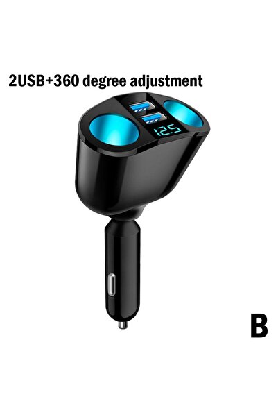 Choice1 2USB-360 Adjustment Car Cigarette Lighter 12V-24V Sket Splitter Blue ...