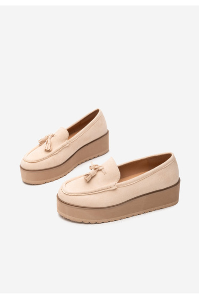 B T Shoes Béžové mokasíny na platformě Leondra
