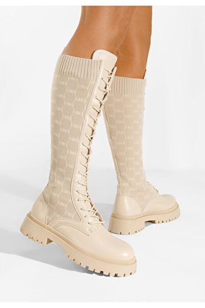 B T Shoes Bocanci inalti dama bej Martosa