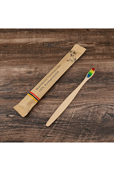 Choice11 ١٠ فرش أسنان ملونة من بامبو، شعيرات ناعمة، صديقة للبيئة، بمقبض خشبي ...