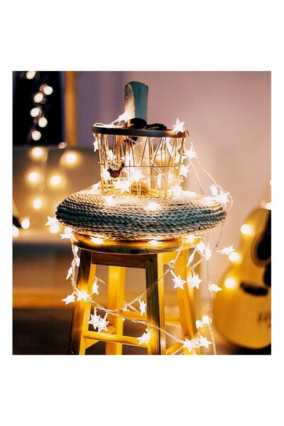 Flippy Christmas lights 6 m, 40 LEDs, star ornaments, warm white, 8-function remote, USB