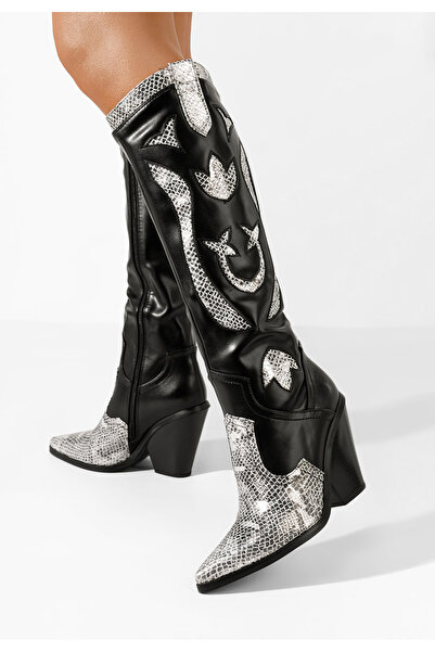 B T Shoes Cizme cu toc Frusina negre