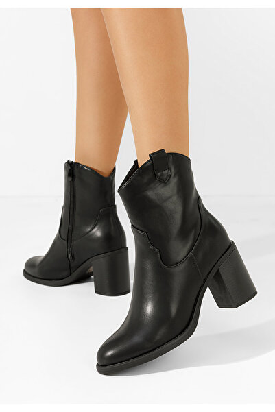 B T Shoes Botine cu toc gros Kaitlin negre