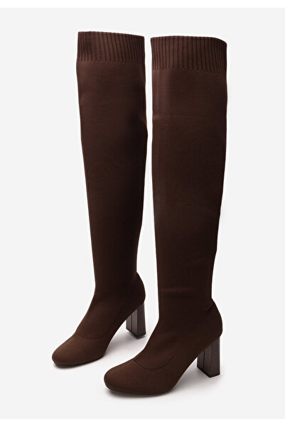 B T Shoes Hnědé vysoké kozačky Megia