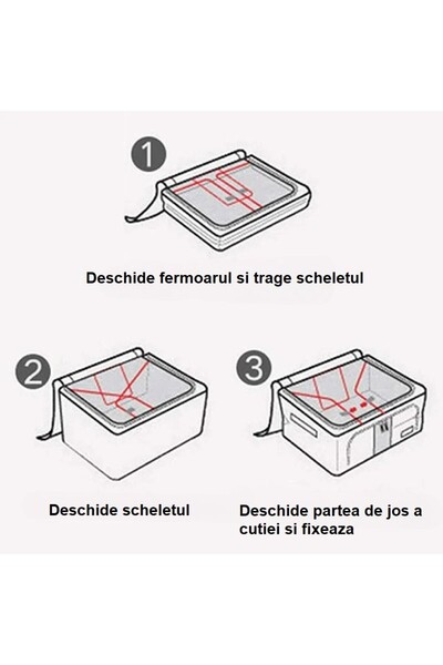 Flippy Foldable Storage Box, Flippy, with Zipper, 66L, Textile, 50x40x33cm, with Window, Metal Frame, Stabl