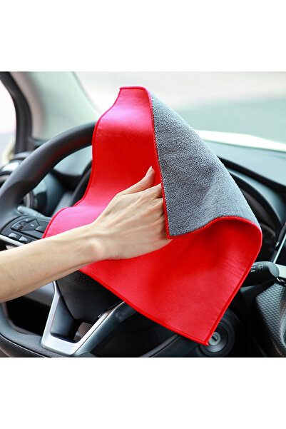 choice2 ألياف فائقة النعومة حمراء 30×40 سم، قطعة واحدة من جلد الغزال، ماصة عل...