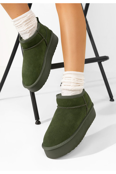 B T Shoes Zelené dámské válenky na platformě Nalya V2