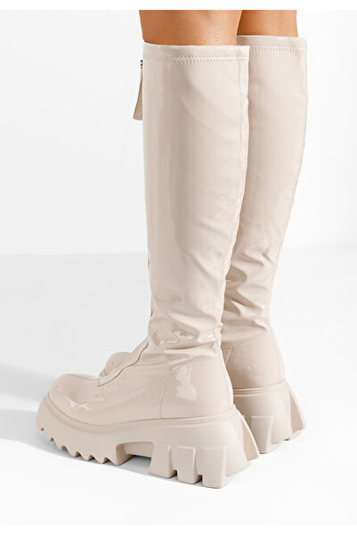 B T Shoes Danika V2 platform boots beige