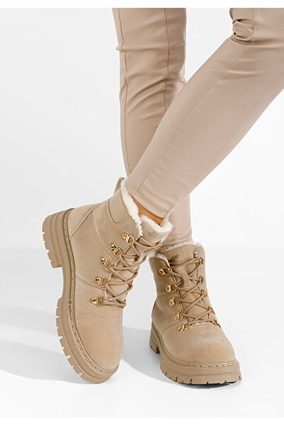 B T Shoes Bocanci imblaniti dama Lunesa kaki