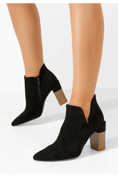 B T Shoes Botine cu toc gros Estella negre