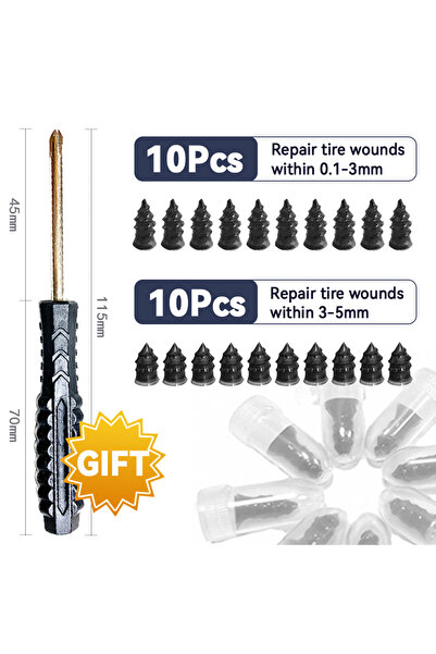 Choice5 مجموعة إصلاح إطارات السيارات العالمية بالشفط، 10 قطع صغيرة، 10 قطع كب...