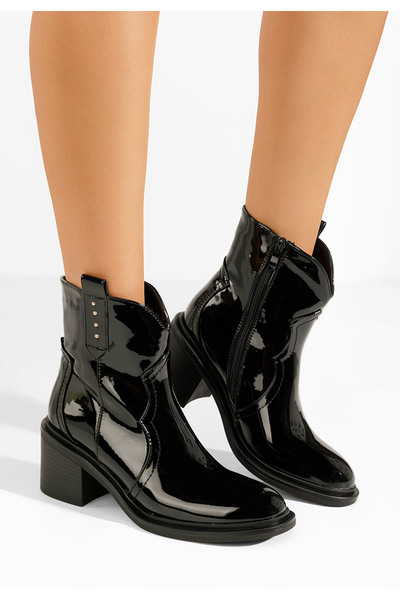 B T Shoes Botine cu toc gros Katyana V2 negre