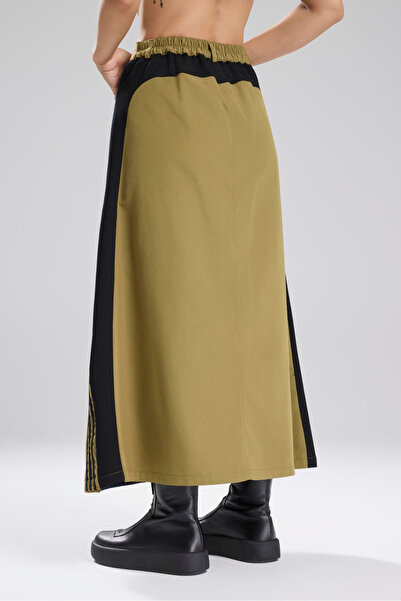 tw3 Women's Stripe Detailed Denim Garnished Design Long Skirt