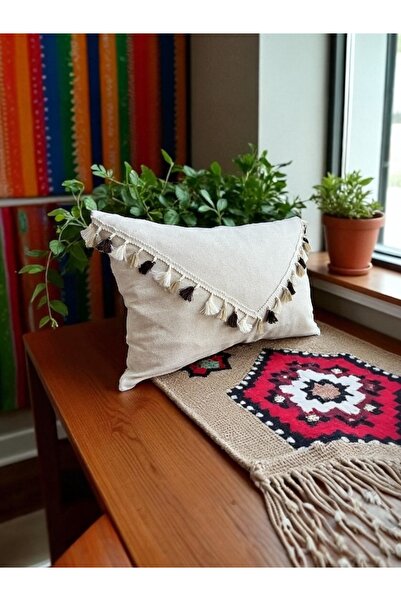 Bonolupo Bohemian Style Tasseled Decorative Cozy Throw Pillow Cover 30X40 cm – Linen Fabric