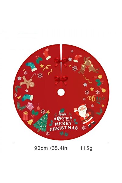 Flippy Covoraș pufos pentru brad de Crăciun, material textil, cu funde de legat, model Moș Crăciun, roșu, diametru 90 cm