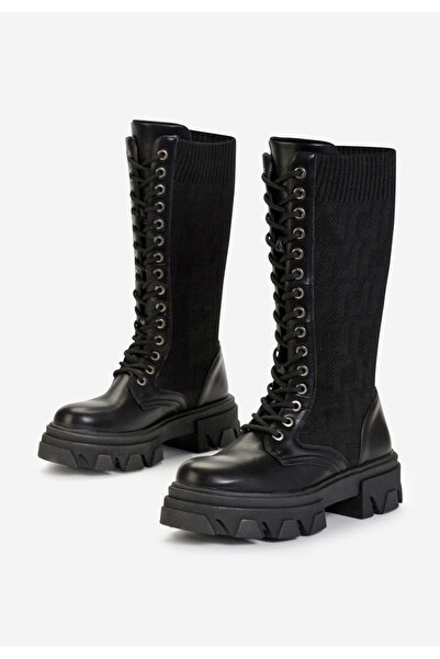 B T Shoes Černé šněrovací kozačky Dorine V2