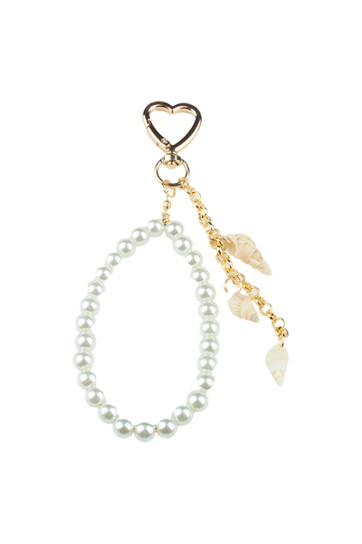 Liveyn Design سلسلة مفاتيح على شكل صدفة بحرية مزينة باللؤلؤ