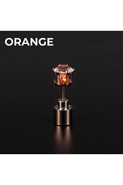 Choice قطعتان برتقاليتان، قطعتان من أقراط الزركون المربعة المضيئة بتقنية LED ...